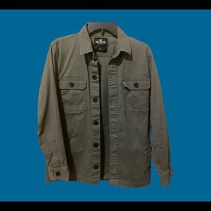Hollister Mens XS Green Army Button Up Jacket Extra Small